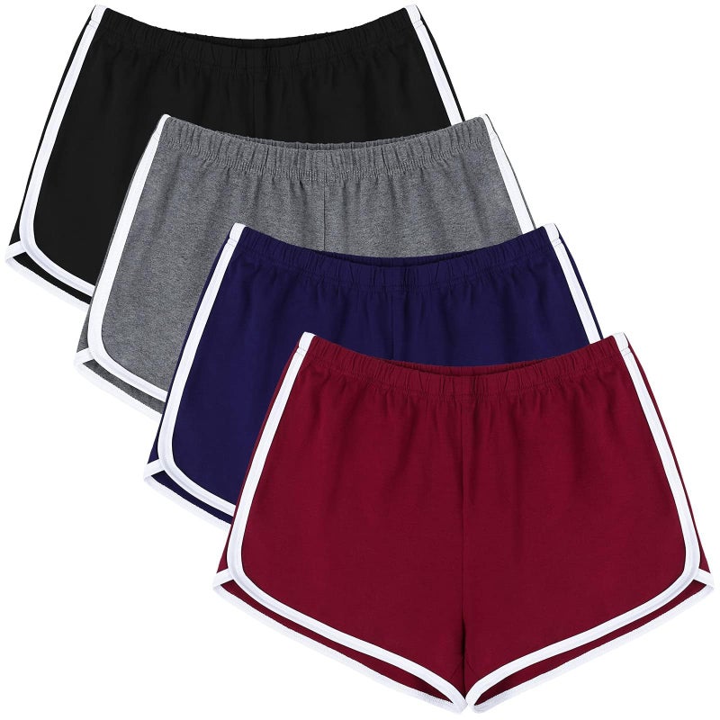URATOT 4 Pack Yoga Short Pants Cotton Sports Shorts Gym Dance Lounge Shorts Dolphin Running Athletic Shorts for Women - Image 1